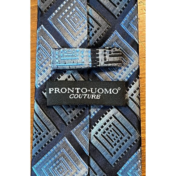 Pronto Uomo Couture Blue Diamond Tie - Picture 5 of 5